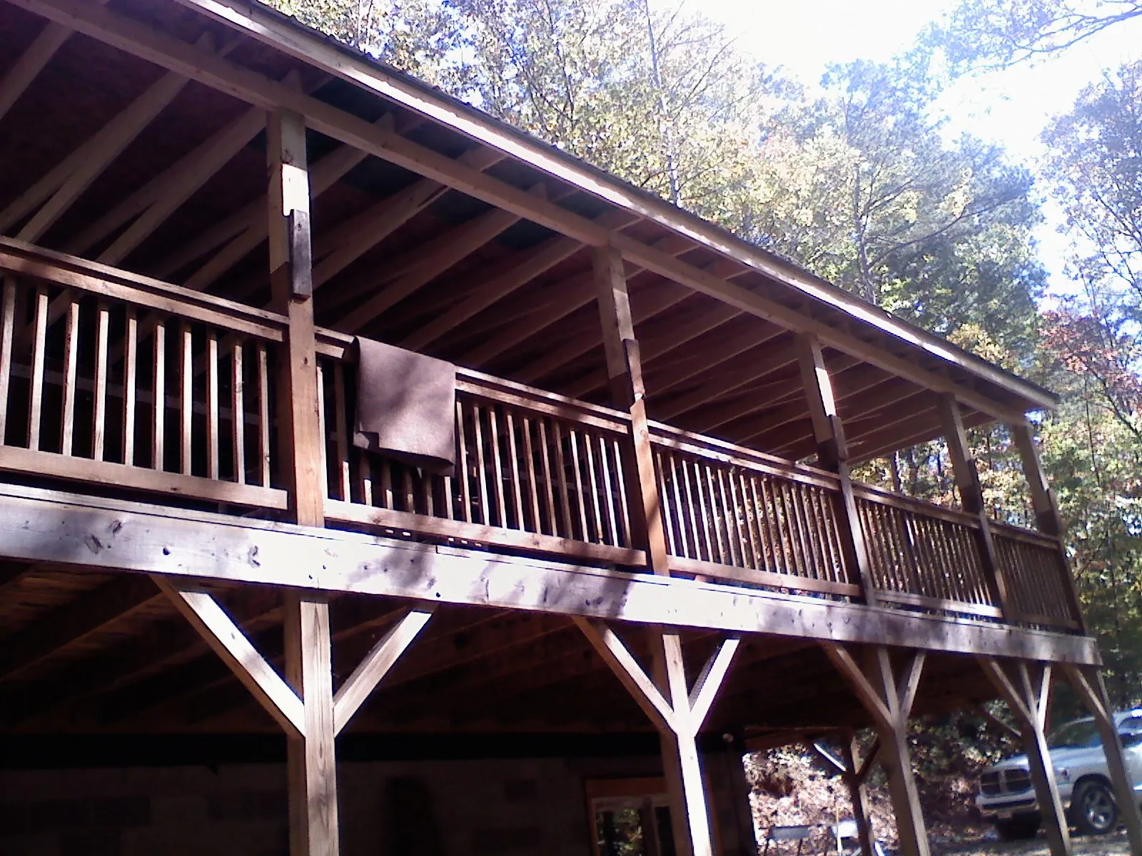 Timber framing under a new elevated porch and deck — Roof Leak Repair in Holladay by Roofing Brothers